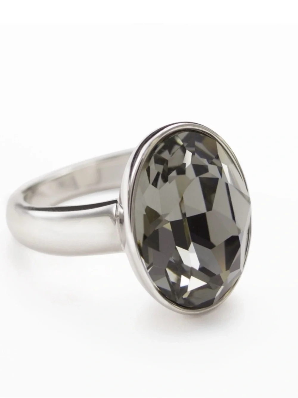 Silver Ring with Large Smoky Quartz Touchstone Crystal size 8